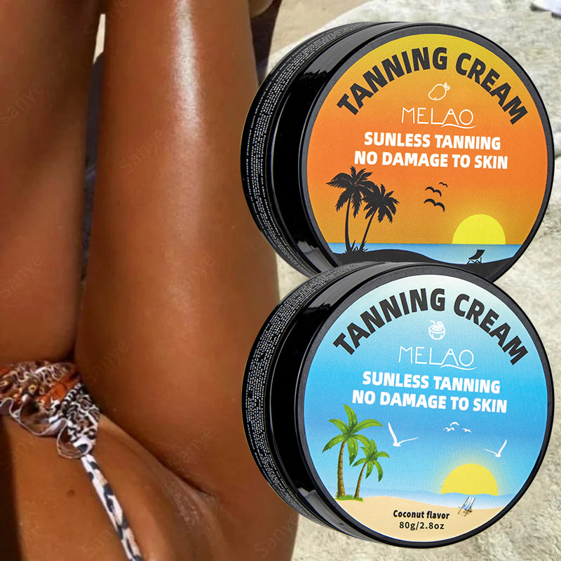 MELAO Self Tanning Cream Set 80g - Mango Or Coconut Scent Tanner for a Beautiful Brown Skin - Easy to Apply, Long Lasting Formula for a Flawless Tan that Lasts up to 7 Days - Suitable for All Skin Types (coconut)