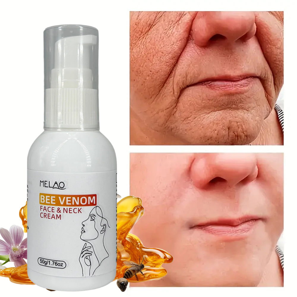 Bee Venom Face & Neck Cream, MELAO Anti-Aging Firming Cream with Bee Venom, Reduces Wrinkles & Fine Lines, Tightens & Lifts Skin, for Younger Looking Face & Neck, Intense Hydration, Nourishing Formula, 50g/1.76oz