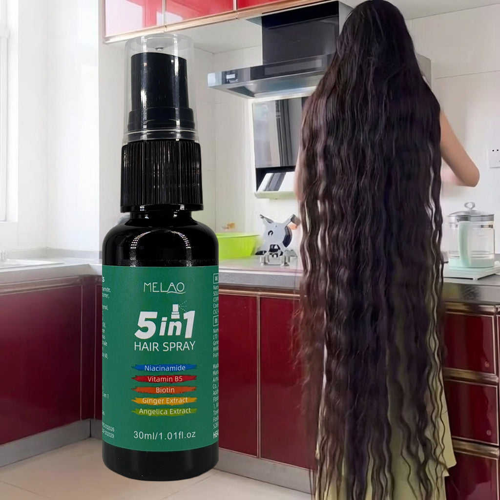 MELAO 5-in-1 Hair Strengthening Spray with Niacinamide & Biotin - 30ml Volumizing Treatment for Thicker, Fuller Hair | Infused with Ginger & Angelica Extracts | Vitamin B5 Enriched | Daily Use for Healthy Scalp & Stronger Strands