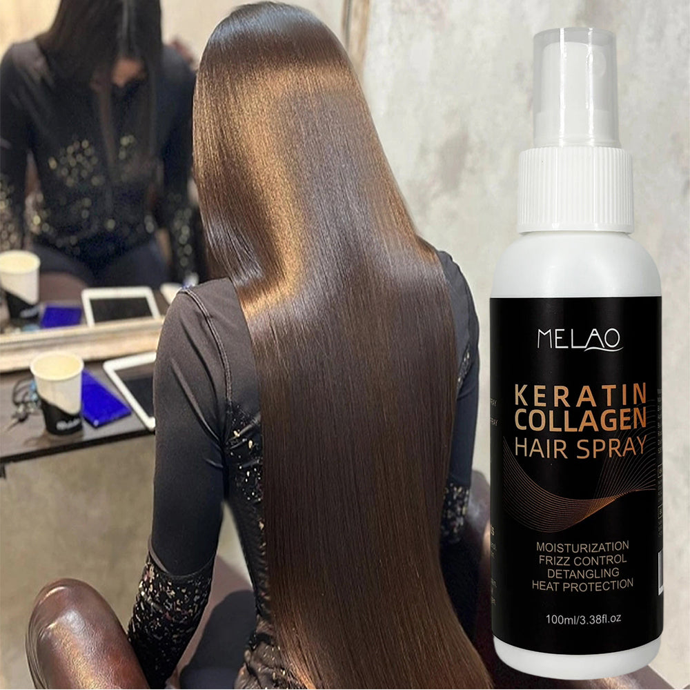 MELAO Collagen & Keratin Hair Spray - Repairing & Strengthening Leave-In Conditioner with Heat Protection for Damaged Hair