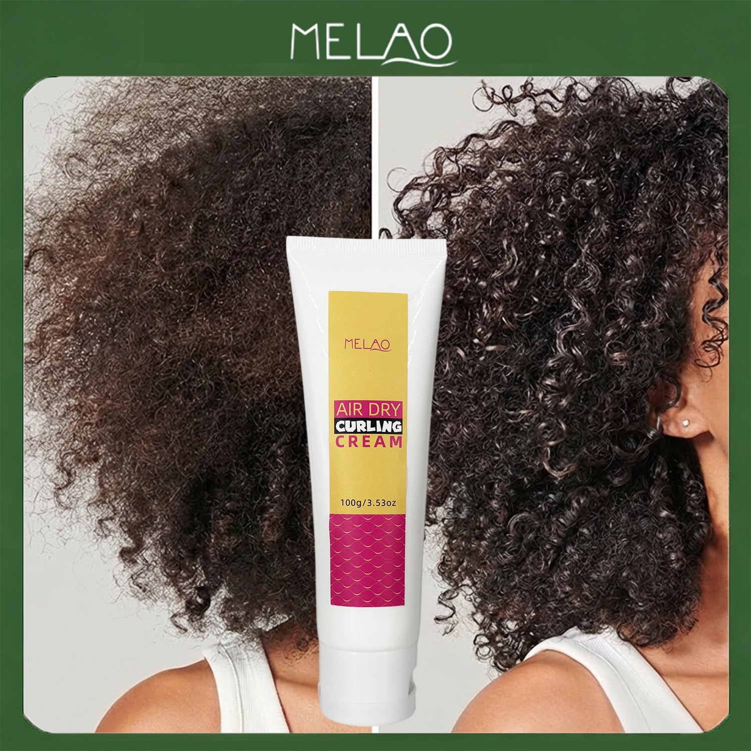 MELAO Air Dry Curling Cream 100g, No Heat Curl Definer, Frizz-Free & Long-Lasting Hold, Nourishing & Moisturizing Hair Styling Product