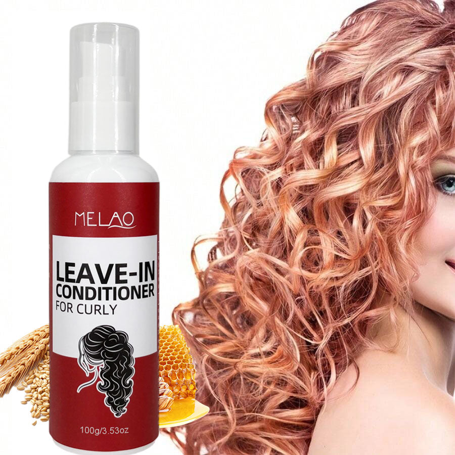 LEAVE IN CONDITIONER FOR CURLY HAIR, MELAO Curl Defining & Hydrating Leave-In Conditioner, Tames Frizz, Adds Shine & Softness, with Honey & Oat Extract, for All Curl Types, 100g/3.53oz