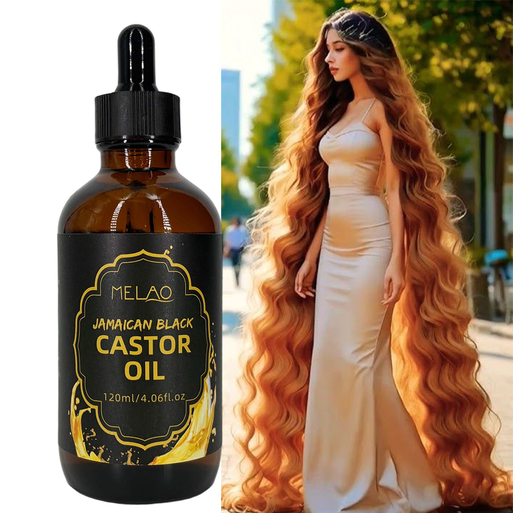 Jamaican Black Castor Oil, MELAO 100% Pure Black Castor Oil for Hair, Strengthens Hair & Eyelashes, Nourishes Scalp, for Healthier Hair, 120ml/4.06fl.oz