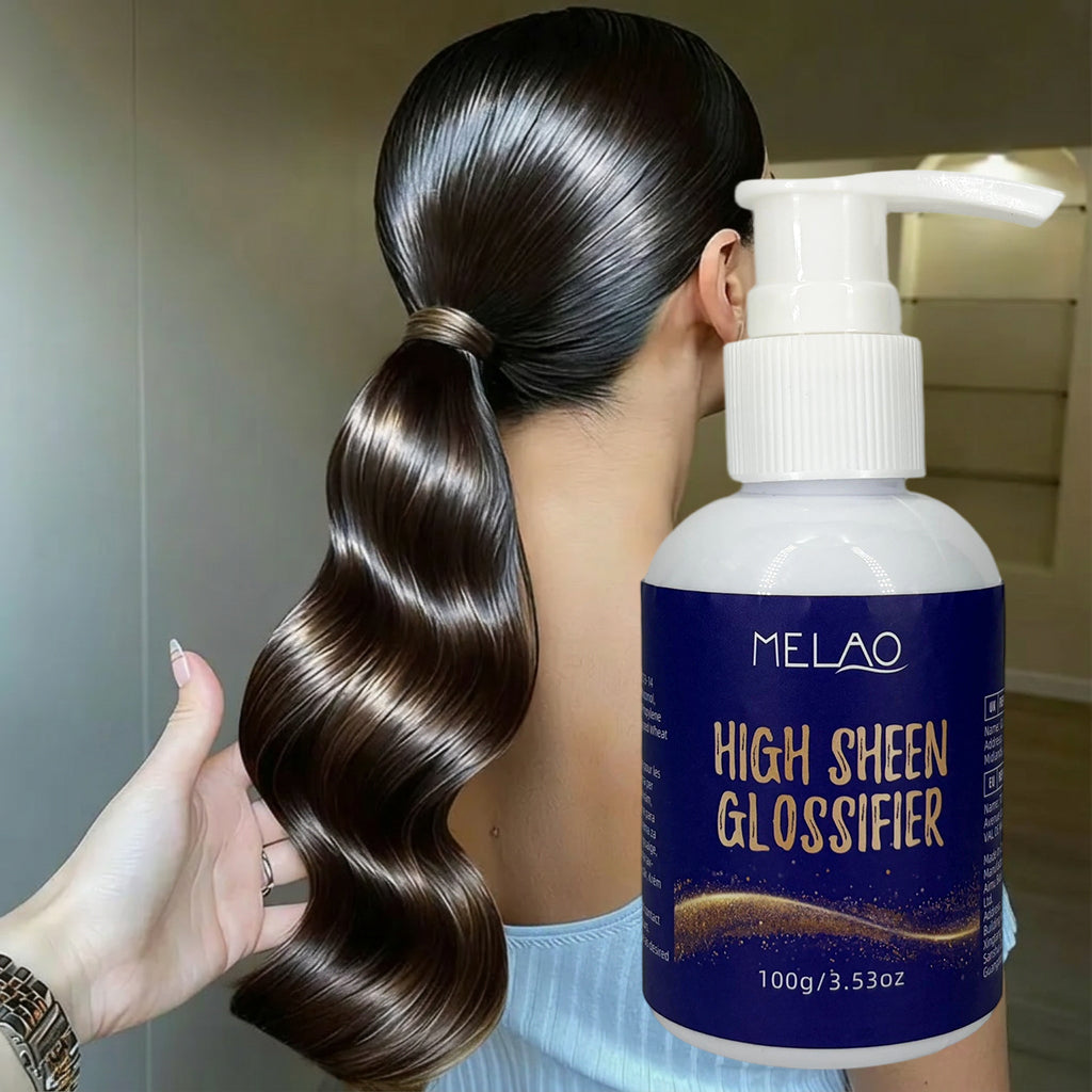 High Sheen Glossifier, MELAO High Shine Hair Gloss, Leave-In Conditioning Treatment, Adds Extreme Shine & Smoothness, Tames Frizz, for Silky & Glossy Hair, Pump Bottle, 100g/3.53oz