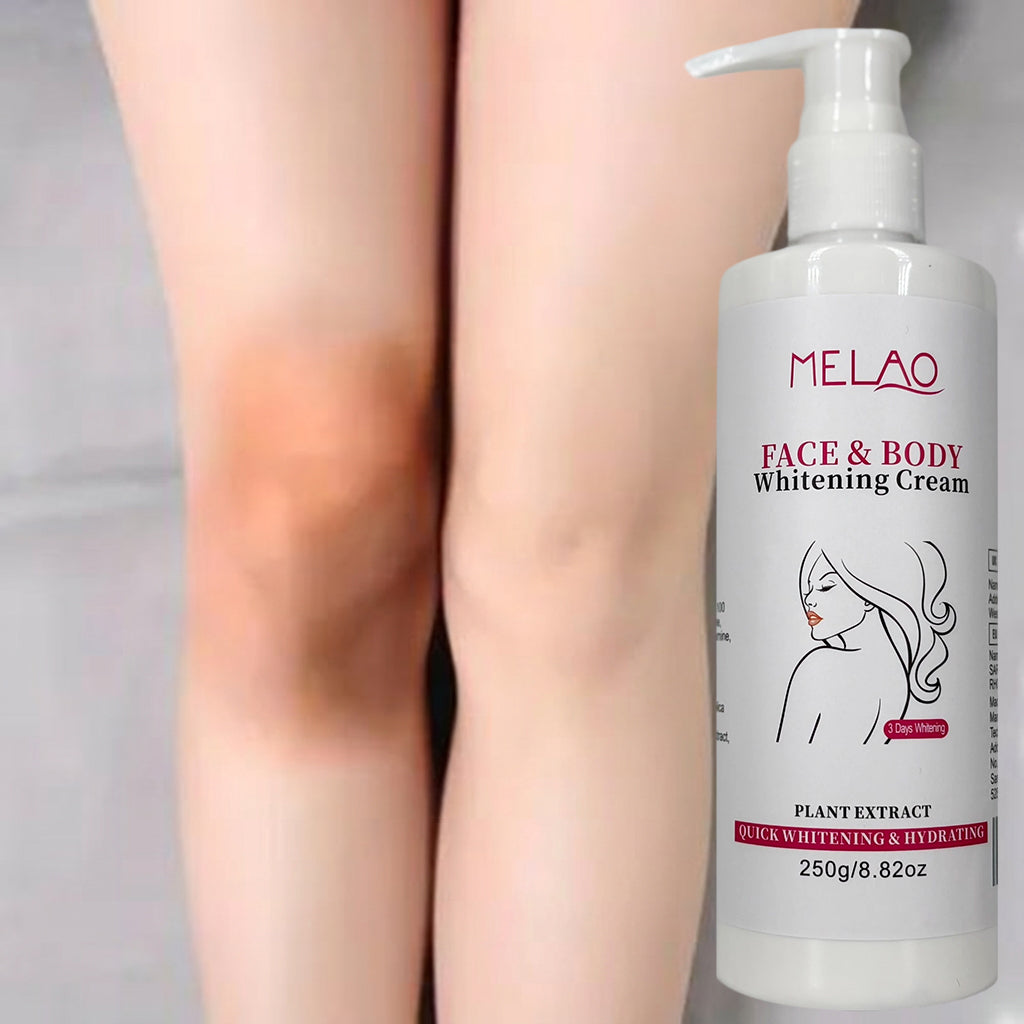 3 Days Whitening Cream, MELAO Face & Body Brightening Cream, Quick Whitening & Hydrating, Evens Skin Tone, for Knees, Elbows & Underarms, with Plant Extracts, 250g/8.82oz