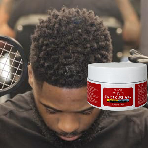 3 IN 1 Twist Curl Gel, MELAO 3 in 1 Twist Curl Gel with Castor Oil & Shea Butter, for Natural Curls, Braids, Dreads & Afro Hair, Defines & Enhances Curls, Strong Hold Styling, Nourishes Hair, 100g/3.53oz