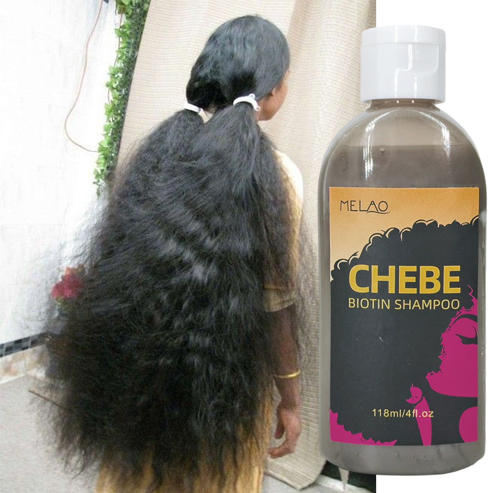 Chebe Biotin Shampoo, MELAO Biotin Shampoo for Curly Hair, with Chebe Powder, Hydrates & Defines Curls, Tames Frizz, Adds Shine, for Natural & Afro Hair, Sulfate Free, 118ml/4fl.oz