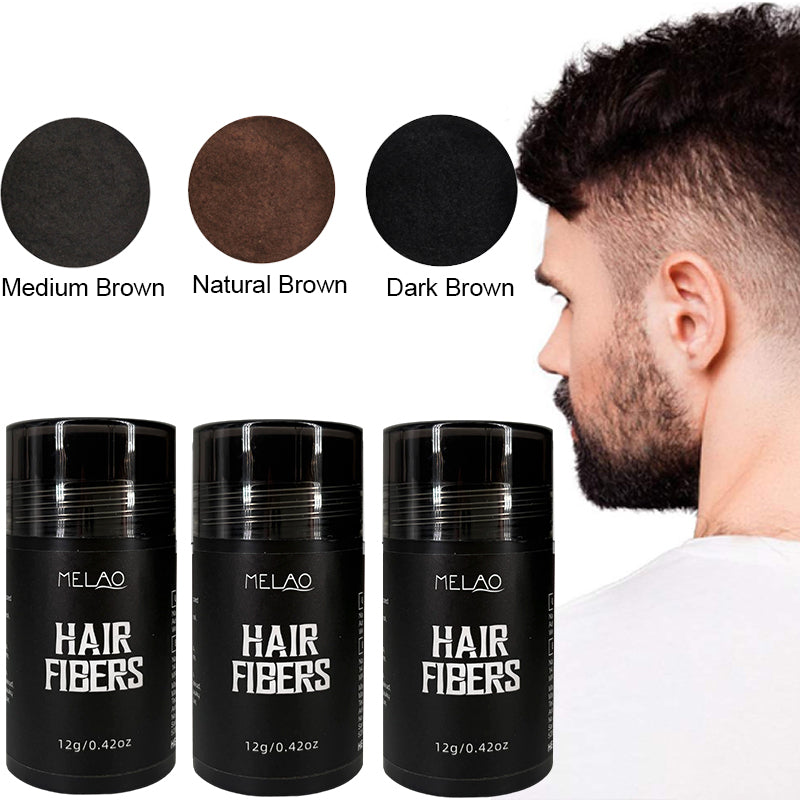 Hair Fibers for Thinning Hair, MELAO Hair Building Fibers 12g/0.42oz, 3 Natural Shades (Medium Brown, Natural Blalck, Dark Brown), Instant Hair Thickener & Root Touch Up, Conceals Bald Spots & Thinning Areas, Natural Look, Water Resistant