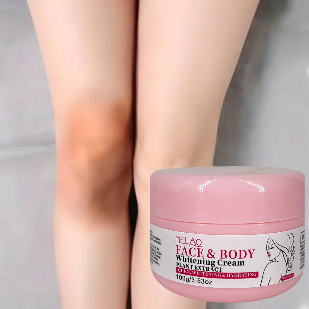 Whitening Cream, MELAO Face & Body Brightening Cream, Quick Whitening & Hydrating, Evens Skin Tone, Reduces Dark Spots, with Plant Extracts, for All Skin Types, 100g/3.53oz