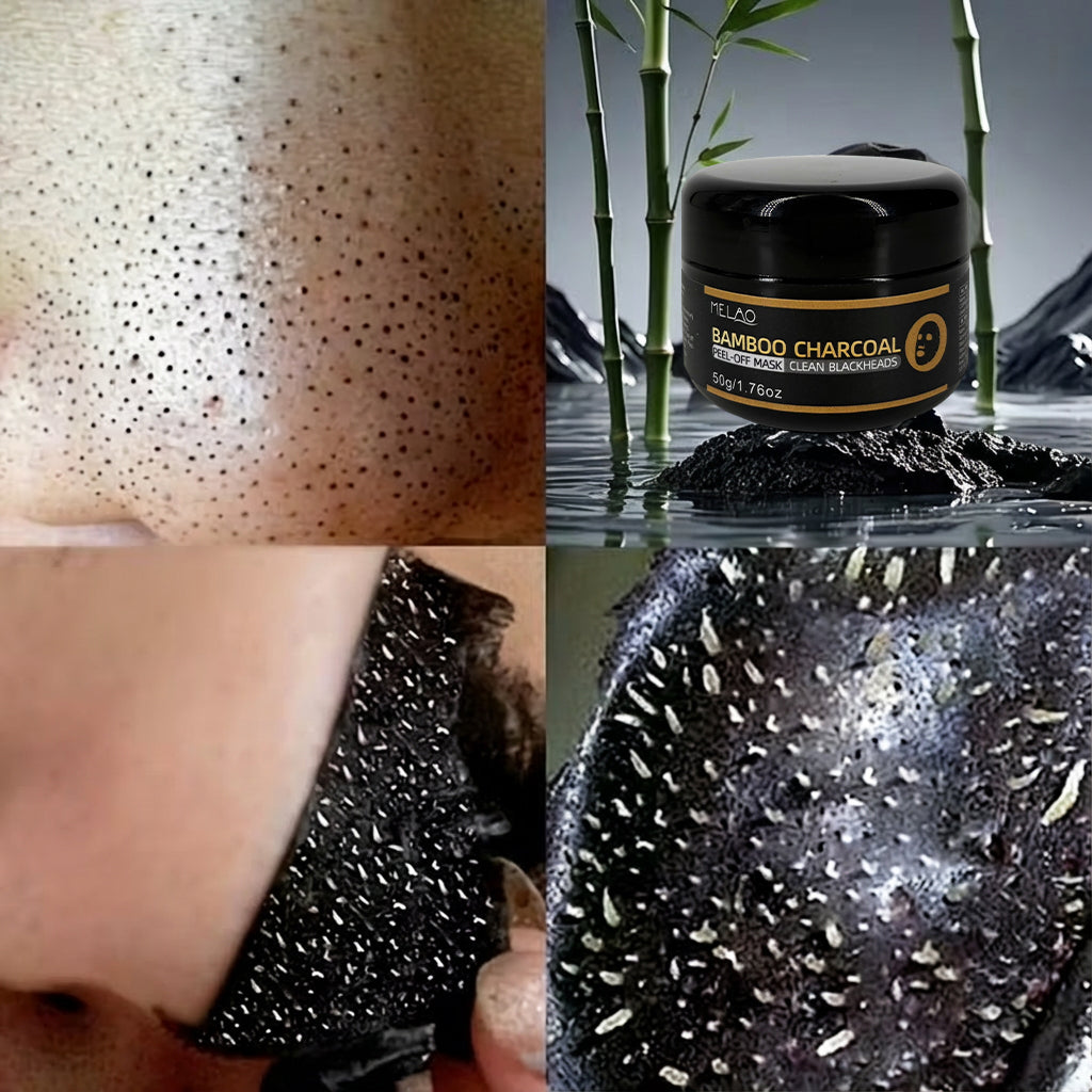 Bamboo Charcoal Peel Off Mask Travel Size, MELAO Bamboo Charcoal Peel Off Mask Clean Blackheads, Deep Cleansing Pore Purifying Mask, Removes Blackheads & Whiteheads, for Oily Skin, 50g/1.76oz