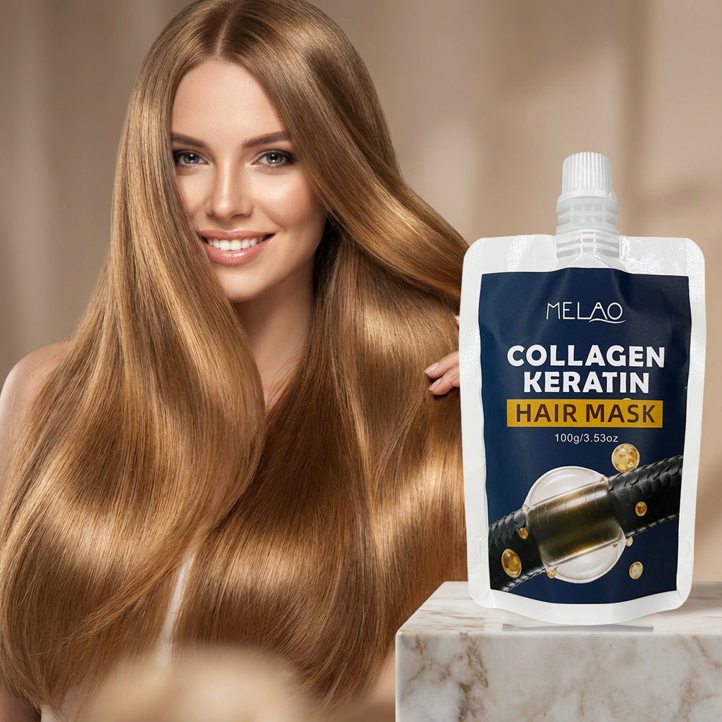 Collagen Keratin Hair Mask, MELAO Deep Repair Hair Mask for Dry Damaged Frizzy Hair, Intensive Nourishing Treatment, Anti Frizz, Adds Shine & Softness, Strengthens & Repairs Hair, 100g/3.53oz