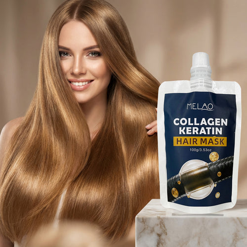 Collagen Keratin Hair Mask, MELAO Deep Repair Hair Mask for Dry Damaged Frizzy Hair, Intensive Nourishing Treatment, Anti Frizz, Adds Shine & Softness, Strengthens & Repairs Hair, 100g/3.53oz