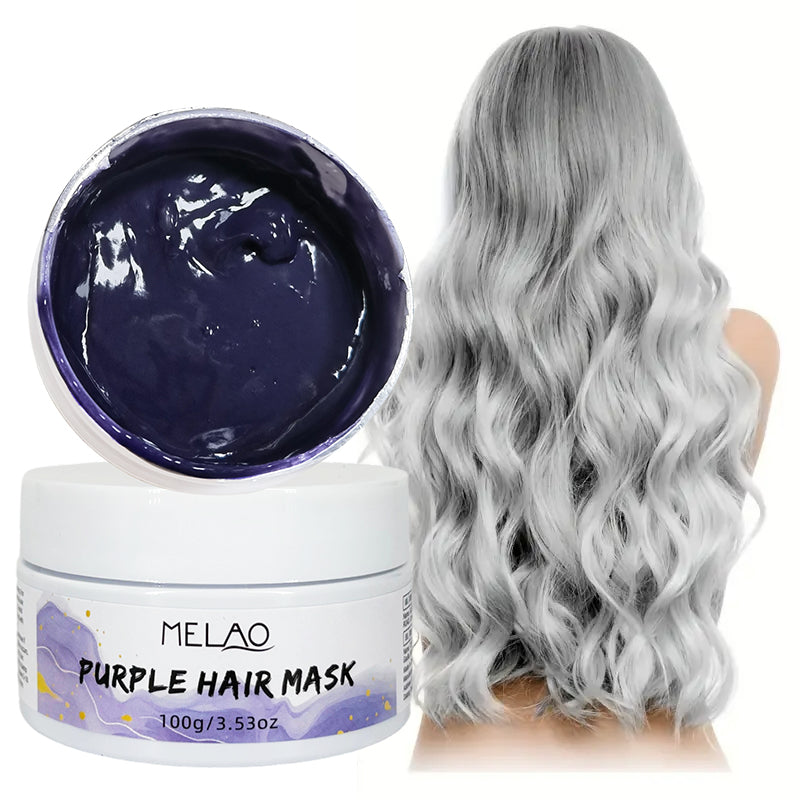 Purple Hair Mask, MELAO Color Care & Repair Hair Mask, for Dry, Damaged & Color-Treated Hair, Deep Conditioning, Tames Frizz, Adds Shine & Softness, 100g/3.53oz