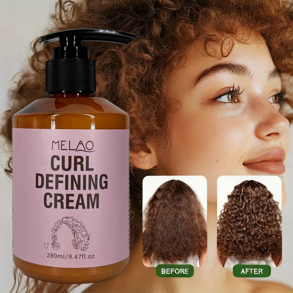 Curl Defining Cream, MELAO Curl Cream for Natural Curly Hair, Defines & Enhances Curls, Tames Frizz, Adds Shine & Softness, Long Lasting Hold, Lightweight Formula, 280ml/9.47fl.oz