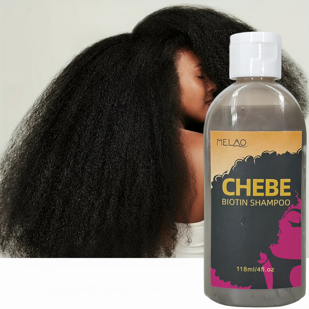 Chebe Biotin Shampoo, MELAO Biotin Shampoo for Curly Hair, with Chebe Powder, Hydrates & Defines Curls, Tames Frizz, Adds Shine, for Natural & Afro Hair, Sulfate Free, 118ml/4fl.oz