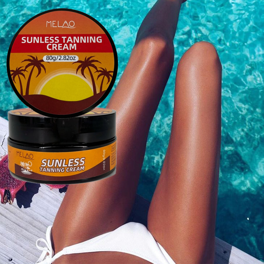 MELAO True Color Sunless Tanning Cream - Natural Looking Tan, No Damage to Skin, Streak-Free Self Tanner for Face & Body, Bronzing Lotion for a Sun-Kissed Glow