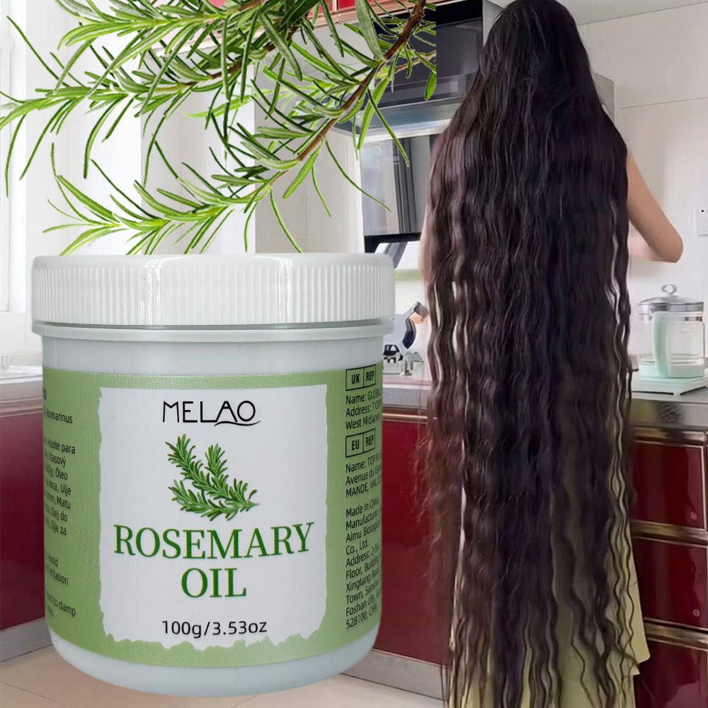 Rosemary Oil for Hair, MELAO 100% Pure Rosemary Oil, Nourishes Scalp & Strengthens Hair, Promotes Healthy Hair, Adds Shine & Softness, 100% Natural, 100g/3.53oz