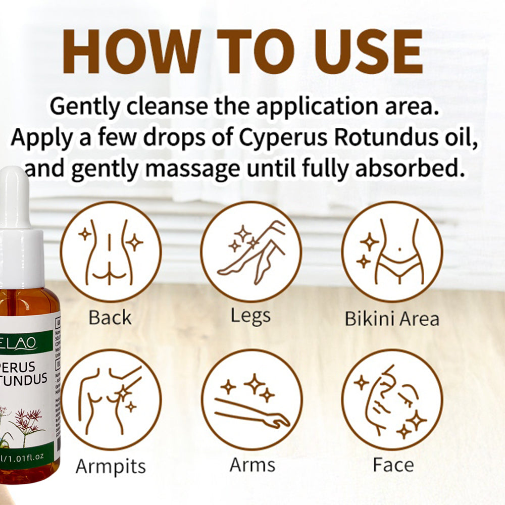 Cyperus Rotundus Oil, MELAO Natural Oil for Unwanted Hair, Helps Manage Hair Appearance, Plant-Based Formula, 30ml/1.01fl.oz