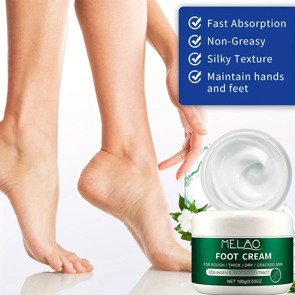 MELAO Urea Foot Cream for Cracked Heels & Dead Skin - 40% Urea Formula Repairs Dry Feet, Overnight Callus Treatment, Softens Rough Skin