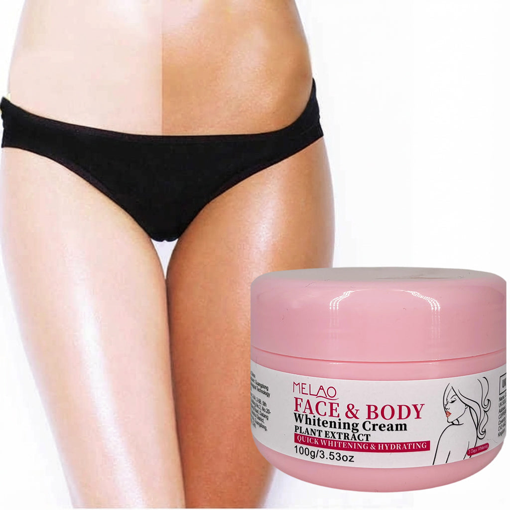 Whitening Cream, MELAO Face & Body Brightening Cream, Quick Whitening & Hydrating, Evens Skin Tone, Reduces Dark Spots, with Plant Extracts, for All Skin Types, 100g/3.53oz