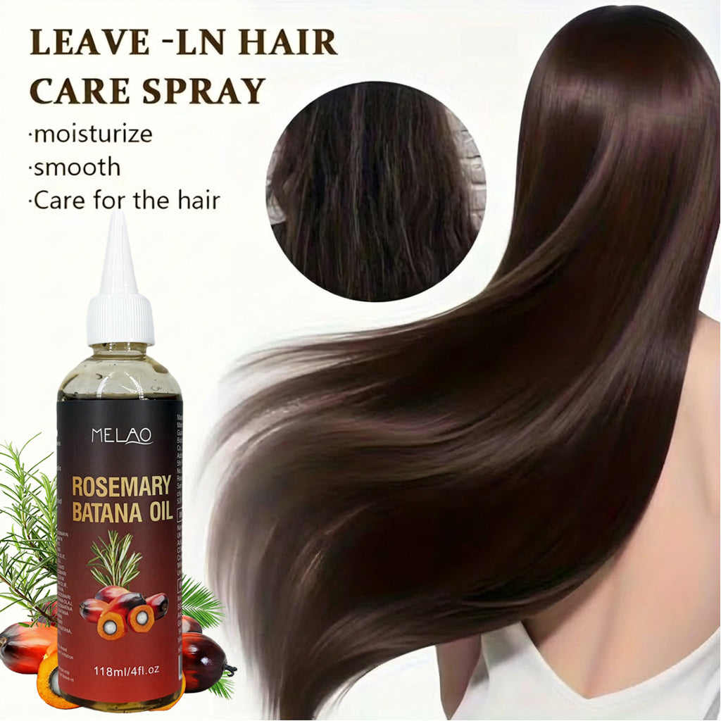 Rosemary Batana Oil, MELAO Rosemary Batana Hair Oil, for Dry Damaged Frizzy Hair, Nourishes and Smoothes Hair, Adds Shine and Softness, Lightweight Non-Greasy Formula, 118ml/4fl.oz