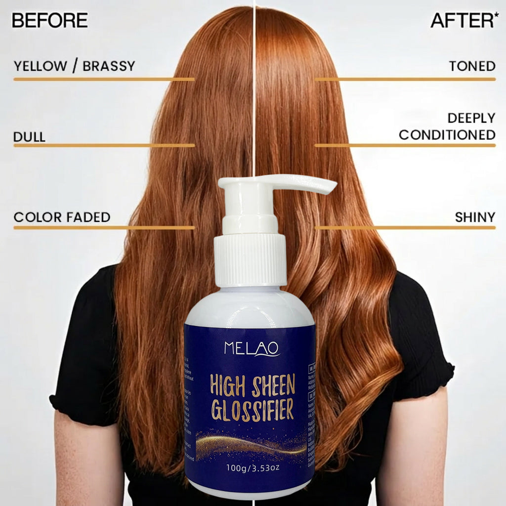 High Sheen Glossifier, MELAO High Shine Hair Gloss, Leave-In Conditioning Treatment, Adds Extreme Shine & Smoothness, Tames Frizz, for Silky & Glossy Hair, Pump Bottle, 100g/3.53oz