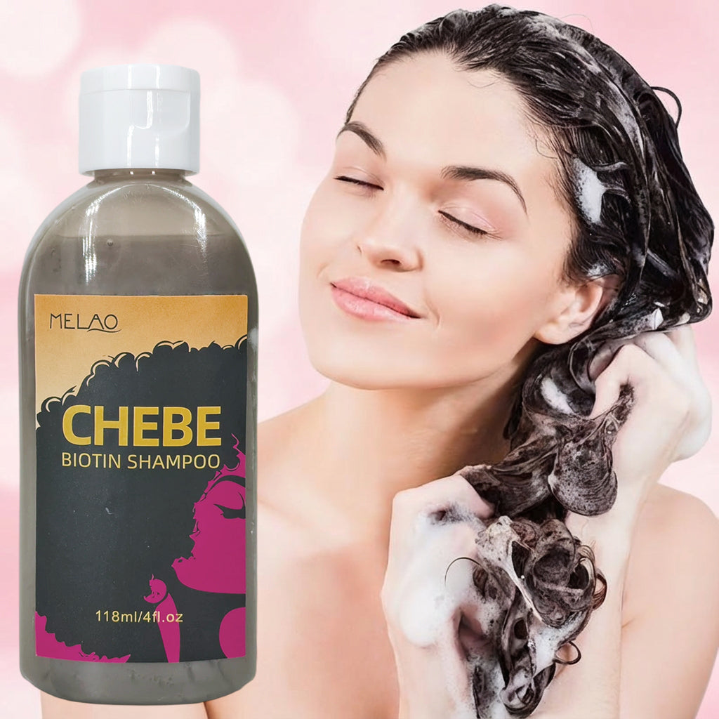 Chebe Biotin Shampoo, MELAO Biotin Shampoo for Curly Hair, with Chebe Powder, Hydrates & Defines Curls, Tames Frizz, Adds Shine, for Natural & Afro Hair, Sulfate Free, 118ml/4fl.oz