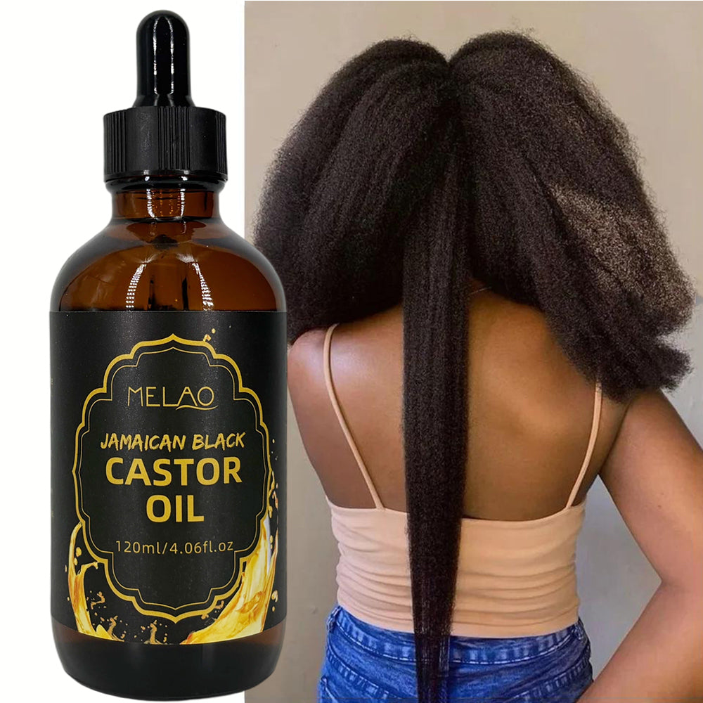 Jamaican Black Castor Oil, MELAO 100% Pure Black Castor Oil for Hair, Strengthens Hair & Eyelashes, Nourishes Scalp, for Healthier Hair, 120ml/4.06fl.oz