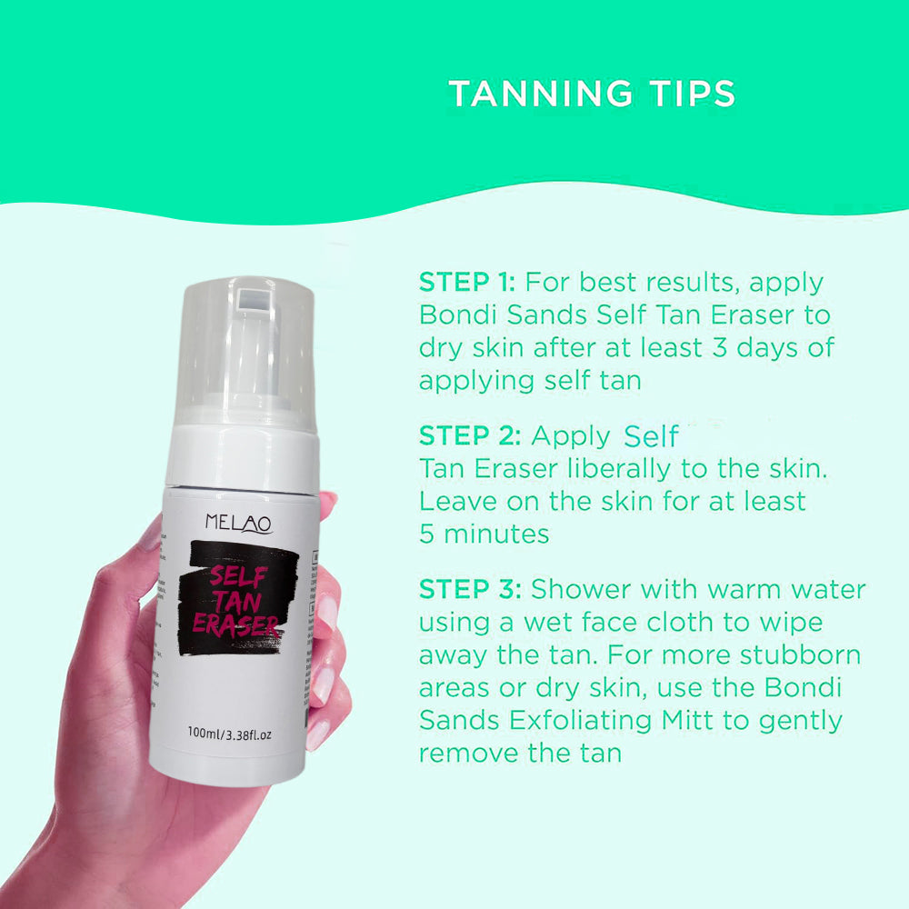 SELF TAN ERASER, MELAO Self Tanner Remover, Quick & Easy Tan Remover for Body, Gentle Exfoliating Wash, Removes Fake Tan Streaks, 100ml/3.38fl.oz