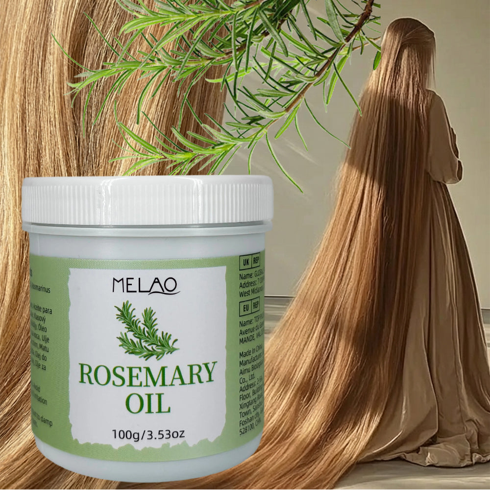 Rosemary Oil for Hair, MELAO 100% Pure Rosemary Oil, Nourishes Scalp & Strengthens Hair, Promotes Healthy Hair, Adds Shine & Softness, 100% Natural, 100g/3.53oz