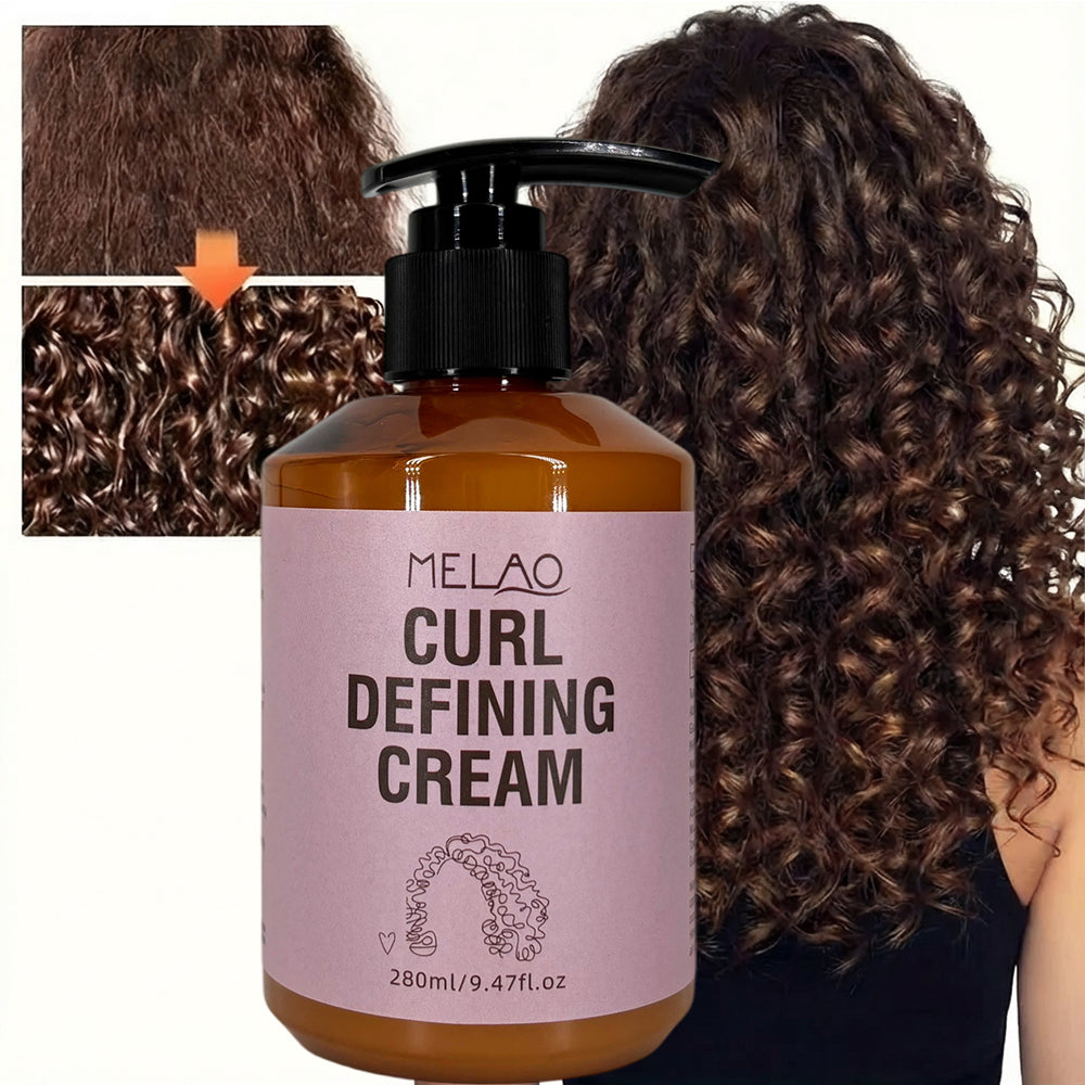 Curl Defining Cream, MELAO Curl Cream for Natural Curly Hair, Defines & Enhances Curls, Tames Frizz, Adds Shine & Softness, Long Lasting Hold, Lightweight Formula, 280ml/9.47fl.oz