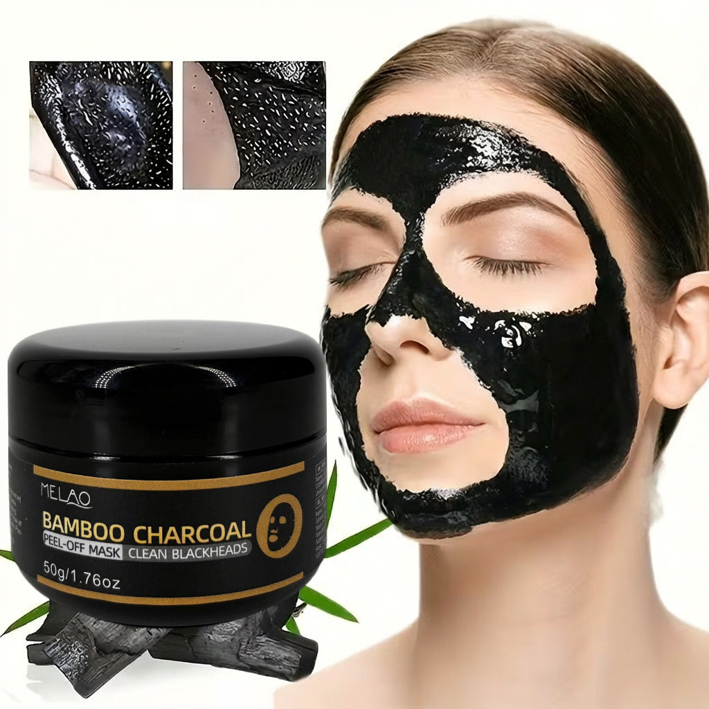 Bamboo Charcoal Peel Off Mask Travel Size, MELAO Bamboo Charcoal Peel Off Mask Clean Blackheads, Deep Cleansing Pore Purifying Mask, Removes Blackheads & Whiteheads, for Oily Skin, 50g/1.76oz