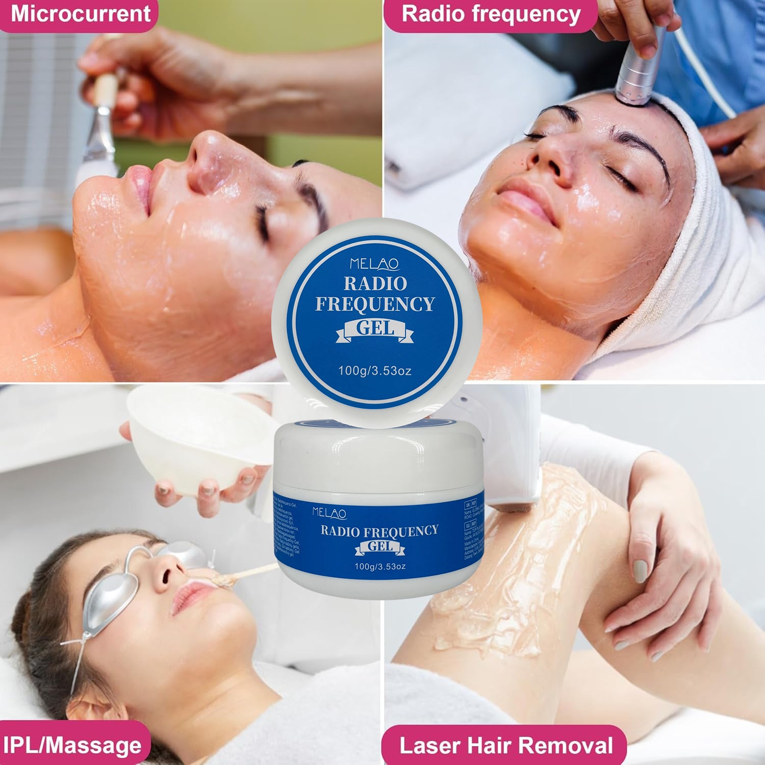 Radio Frequency Gel, MELAO RF Gel for Lifting & Firming, Professional RF Conductivity Gel for Home Use Anti-Aging Device, Hydrating & Conductive Gel for RF Machine, 100g/3.53oz