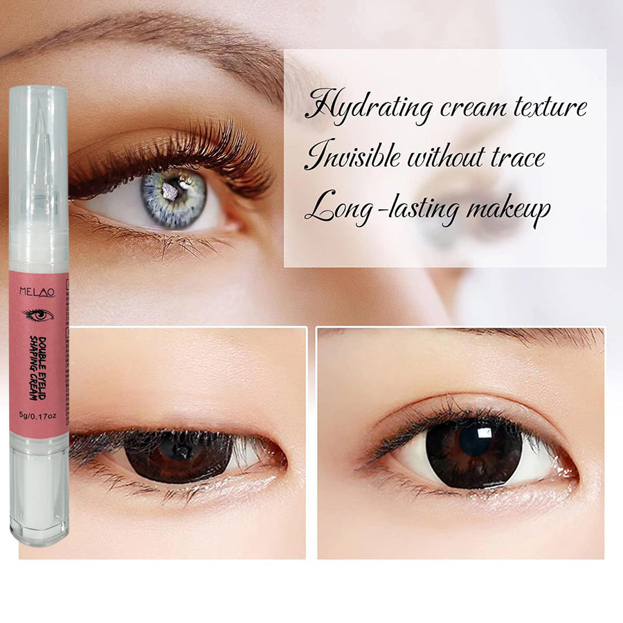 Double Eyelid Shaping Cream, MELAO Eyelid Lifting Cream, Instant Eye Enhancer, Creates Defined Eyelid Crease, Smudge Proof & Water Resistant, Natural Look, 5g/0.17oz