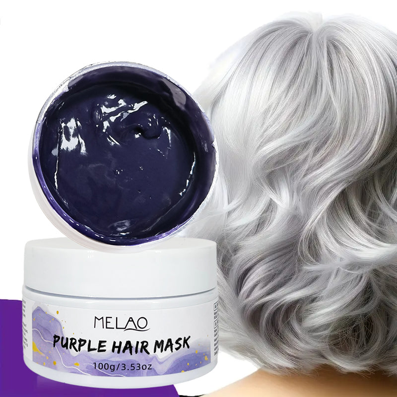 Purple Hair Mask, MELAO Color Care & Repair Hair Mask, for Dry, Damaged & Color-Treated Hair, Deep Conditioning, Tames Frizz, Adds Shine & Softness, 100g/3.53oz