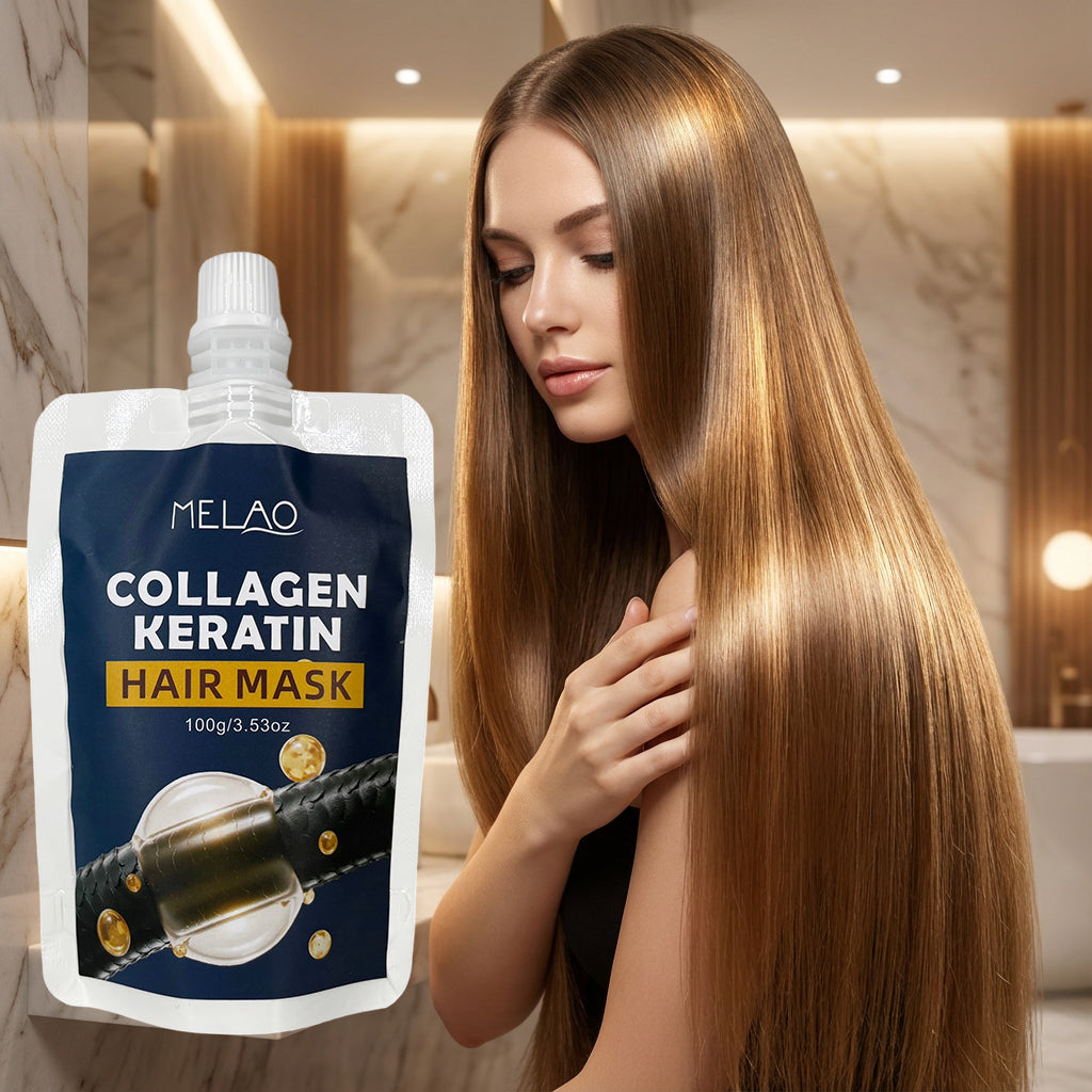 Collagen Keratin Hair Mask, MELAO Deep Repair Hair Mask for Dry Damaged Frizzy Hair, Intensive Nourishing Treatment, Anti Frizz, Adds Shine & Softness, Strengthens & Repairs Hair, 100g/3.53oz