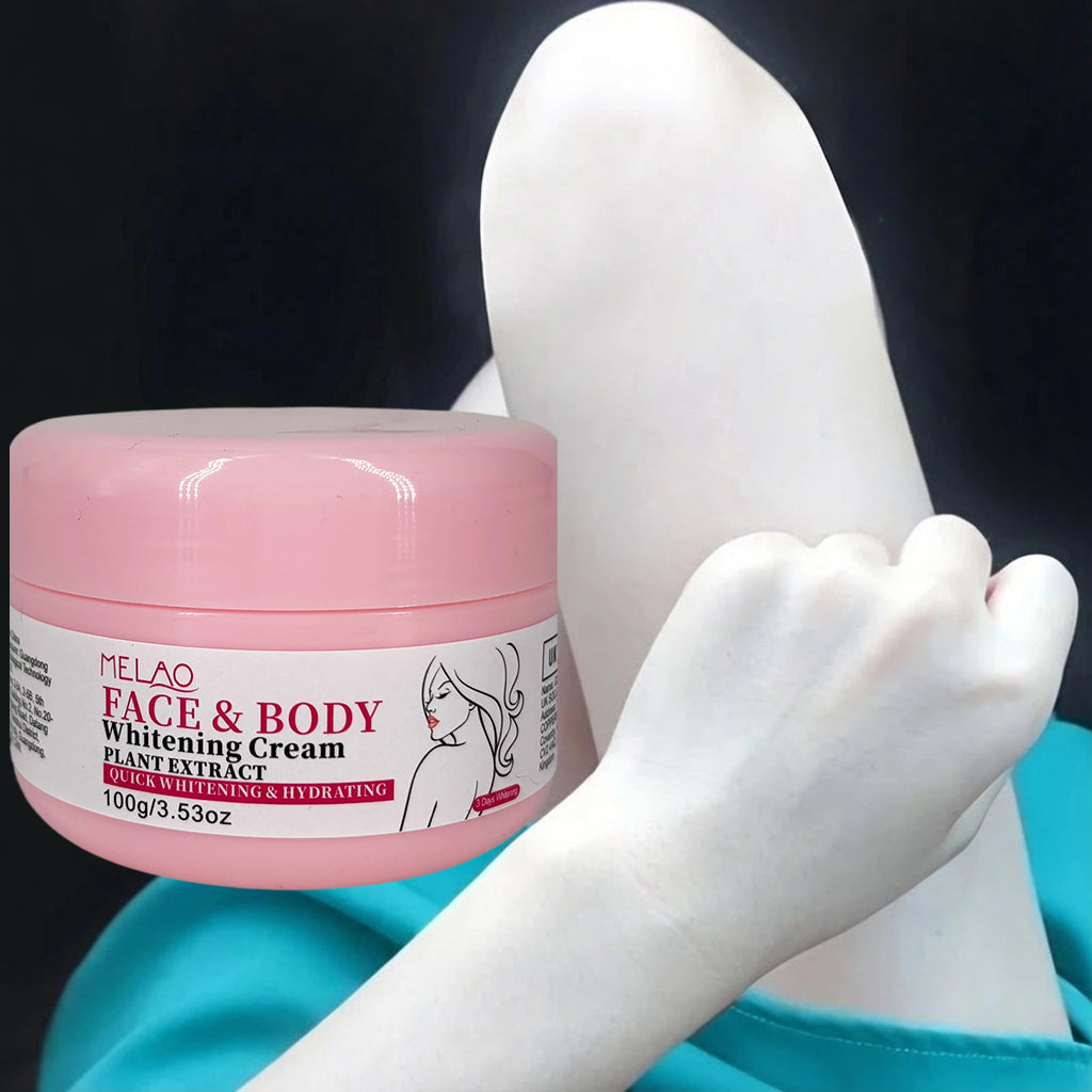 Whitening Cream, MELAO Face & Body Brightening Cream, Quick Whitening & Hydrating, Evens Skin Tone, Reduces Dark Spots, with Plant Extracts, for All Skin Types, 100g/3.53oz