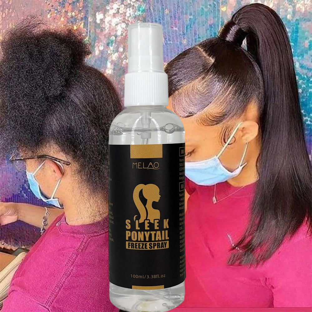 Sleek Ponytail Freeze Spray, MELAO Strong Hold Hair Spray for Ponytail &amp; Sleek Hairstyles, Anti Frizz, Adds Extreme Shine, Invisible Strong Hold, Before &amp; After Results, 100ml/3.38fl.oz