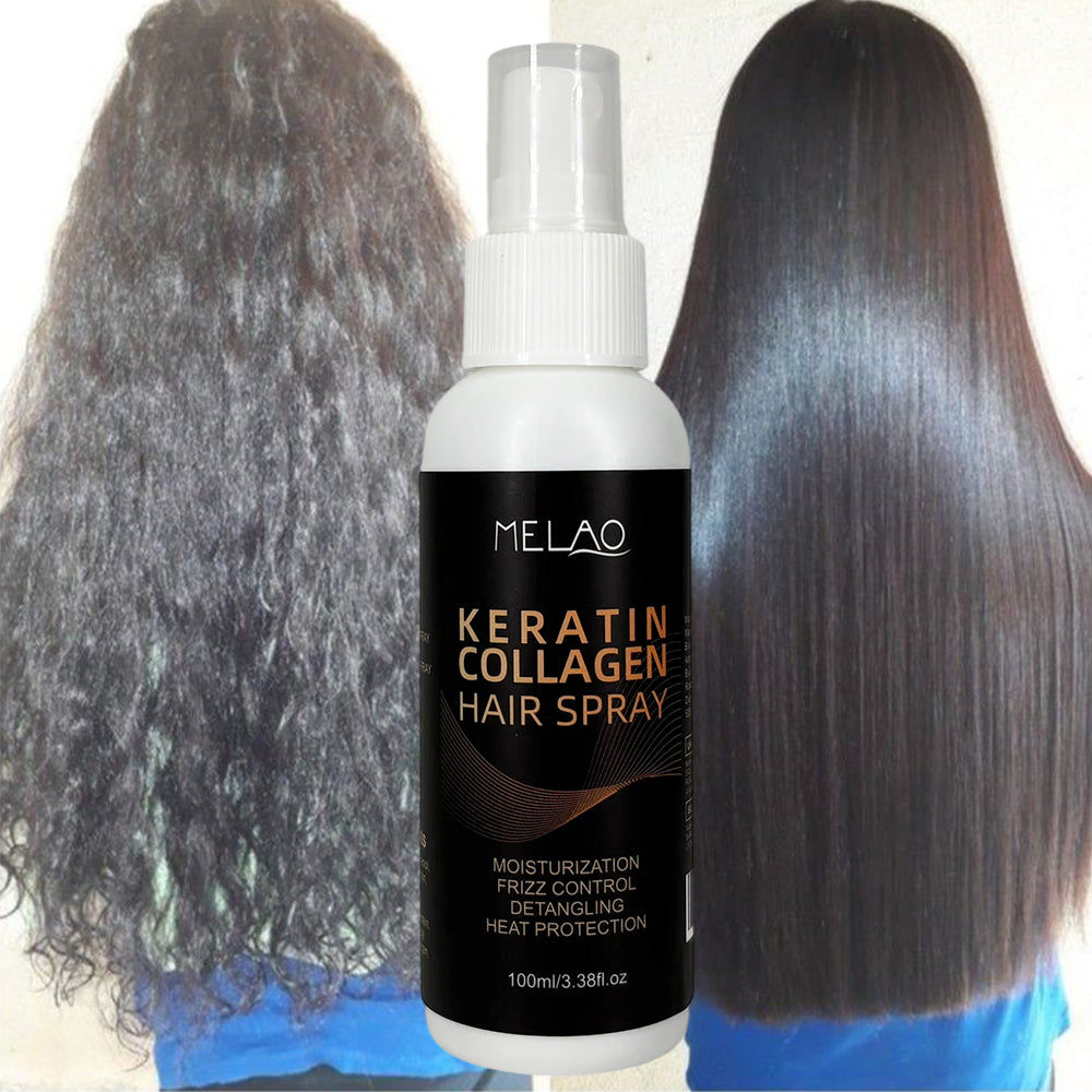 MELAO Collagen & Keratin Hair Spray - Repairing & Strengthening Leave-In Conditioner with Heat Protection for Damaged Hair