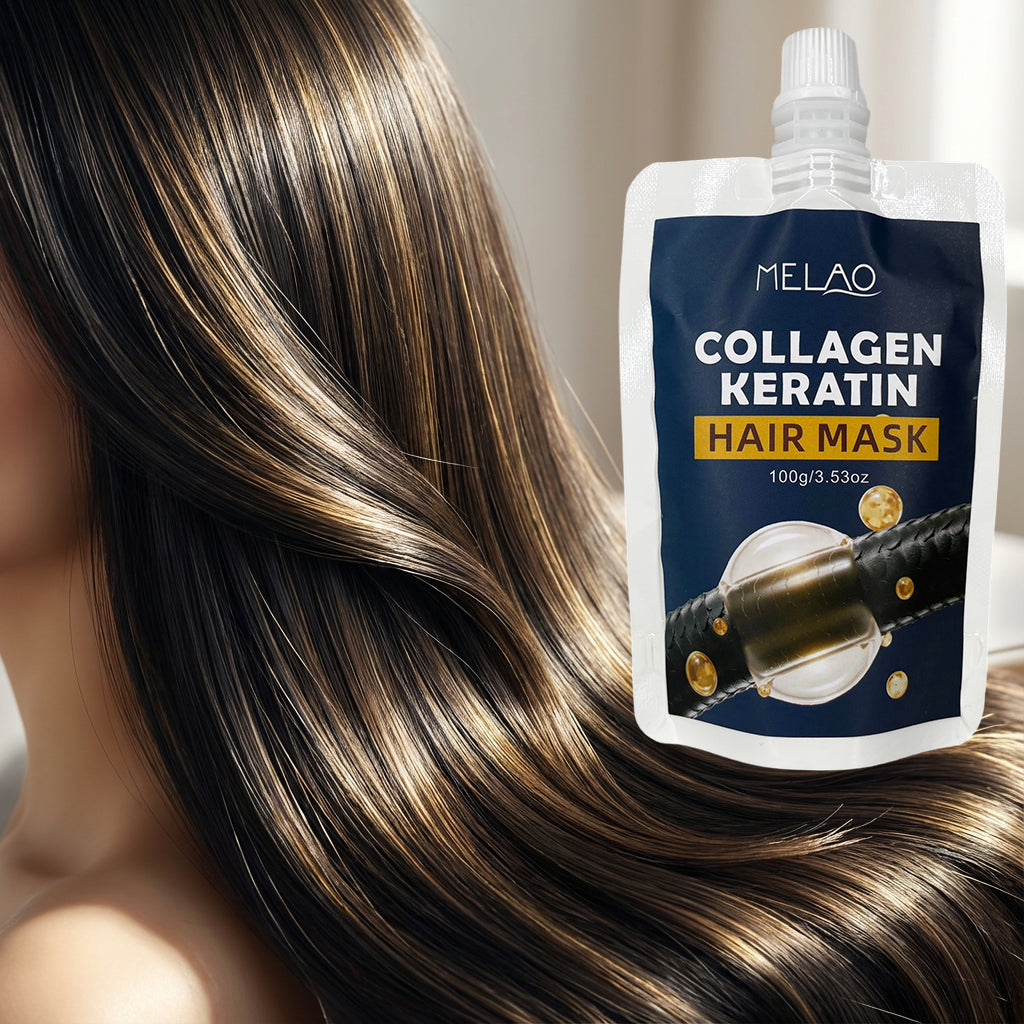 Collagen Keratin Hair Mask, MELAO Deep Repair Hair Mask for Dry Damaged Frizzy Hair, Intensive Nourishing Treatment, Anti Frizz, Adds Shine & Softness, Strengthens & Repairs Hair, 100g/3.53oz