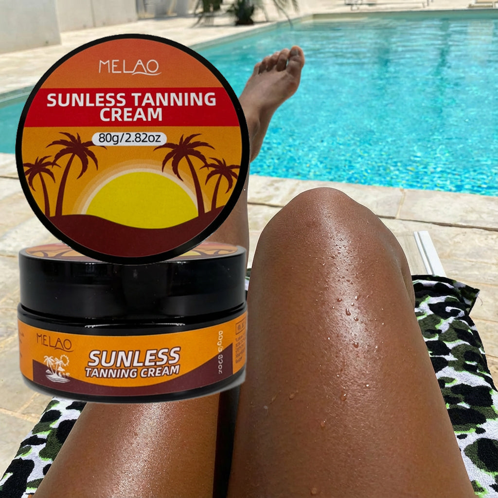 MELAO True Color Sunless Tanning Cream - Natural Looking Tan, No Damage to Skin, Streak-Free Self Tanner for Face & Body, Bronzing Lotion for a Sun-Kissed Glow