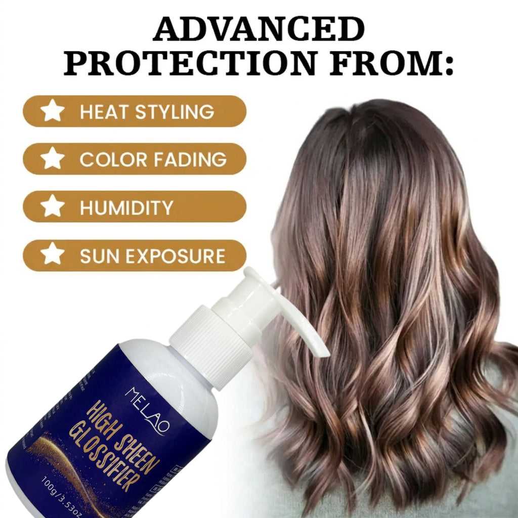 High Sheen Glossifier, MELAO High Shine Hair Gloss, Leave-In Conditioning Treatment, Adds Extreme Shine & Smoothness, Tames Frizz, for Silky & Glossy Hair, Pump Bottle, 100g/3.53oz