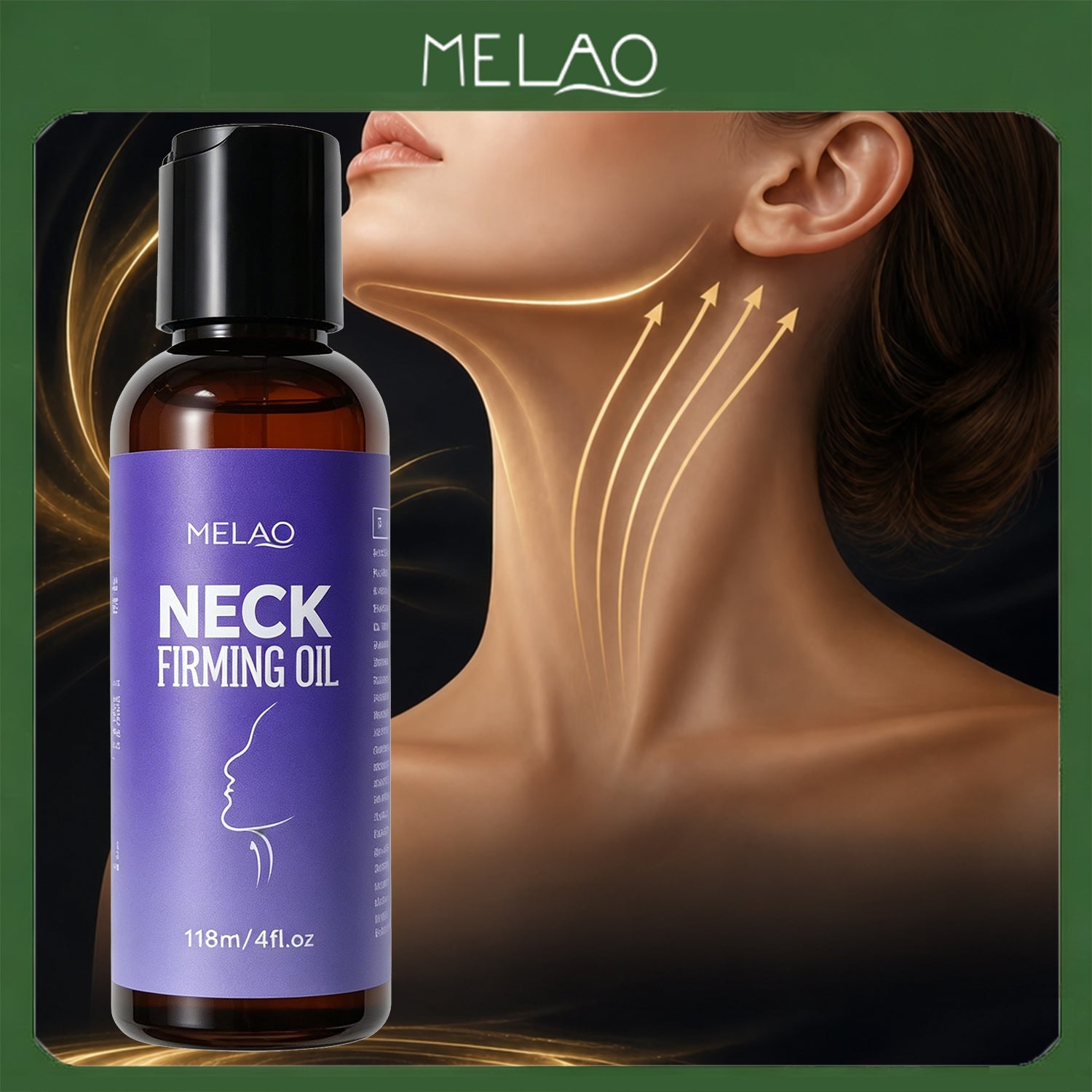 MELAO Neck Firming Oil 118ml/4fl.oz, Anti-Aging & Skin Tightening Massage Oil for Neck, Nourishing Oil to Reduce Fine Lines & Improve Elasticity