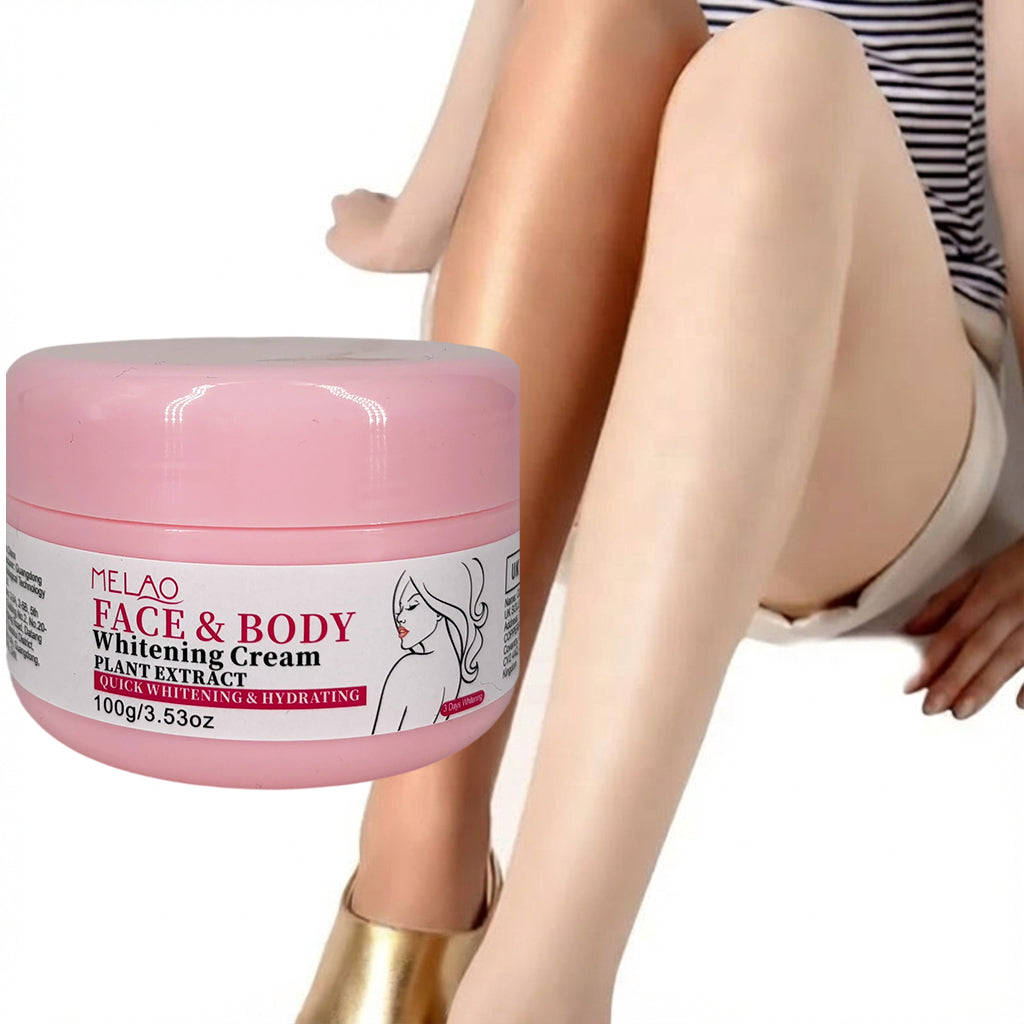 Whitening Cream, MELAO Face & Body Brightening Cream, Quick Whitening & Hydrating, Evens Skin Tone, Reduces Dark Spots, with Plant Extracts, for All Skin Types, 100g/3.53oz