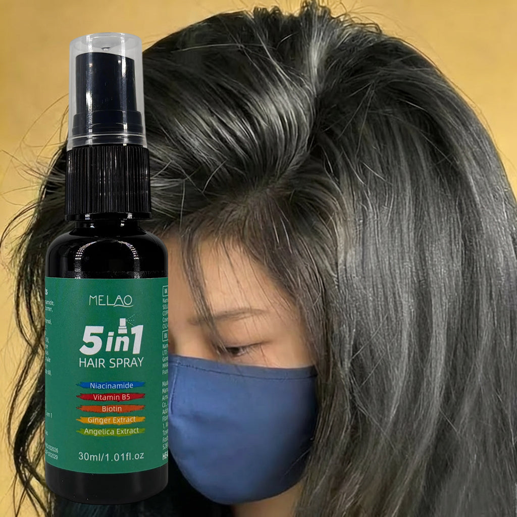 MELAO 5-in-1 Hair Strengthening Spray with Niacinamide & Biotin - 30ml Volumizing Treatment for Thicker, Fuller Hair | Infused with Ginger & Angelica Extracts | Vitamin B5 Enriched | Daily Use for Healthy Scalp & Stronger Strands