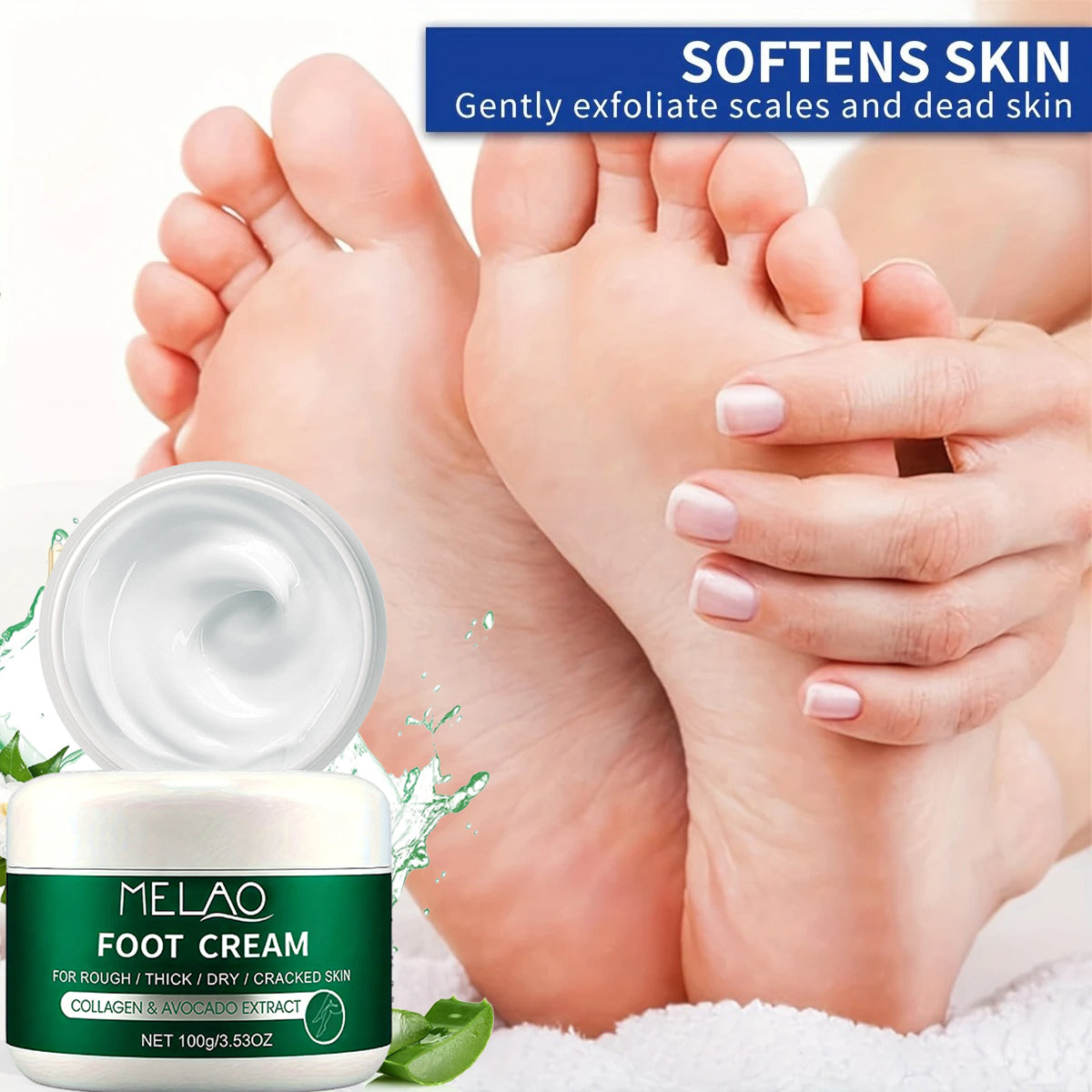 MELAO Urea Foot Cream for Cracked Heels & Dead Skin - 40% Urea Formula Repairs Dry Feet, Overnight Callus Treatment, Softens Rough Skin