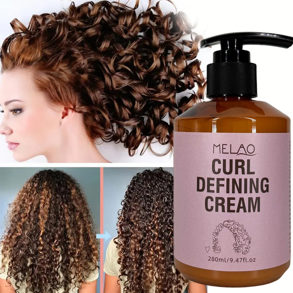 Curl Defining Cream, MELAO Curl Cream for Natural Curly Hair, Defines & Enhances Curls, Tames Frizz, Adds Shine & Softness, Long Lasting Hold, Lightweight Formula, 280ml/9.47fl.oz