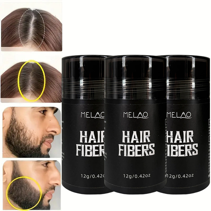 Hair Fibers for Thinning Hair, MELAO Hair Building Fibers 12g/0.42oz, 3 Natural Shades (Medium Brown, Natural Blalck, Dark Brown), Instant Hair Thickener & Root Touch Up, Conceals Bald Spots & Thinning Areas, Natural Look, Water Resistant