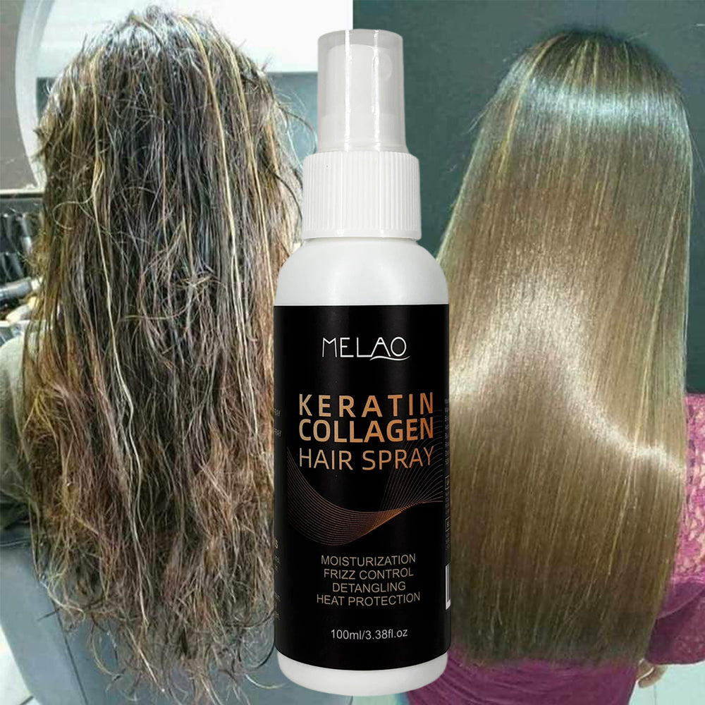 MELAO Collagen & Keratin Hair Spray - Repairing & Strengthening Leave-In Conditioner with Heat Protection for Damaged Hair