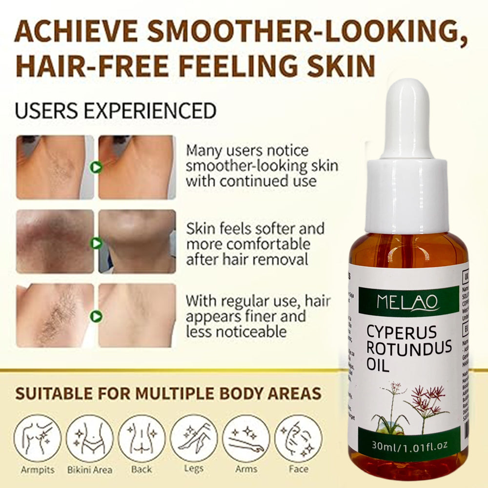 Cyperus Rotundus Oil, MELAO Natural Oil for Unwanted Hair, Helps Manage Hair Appearance, Plant-Based Formula, 30ml/1.01fl.oz